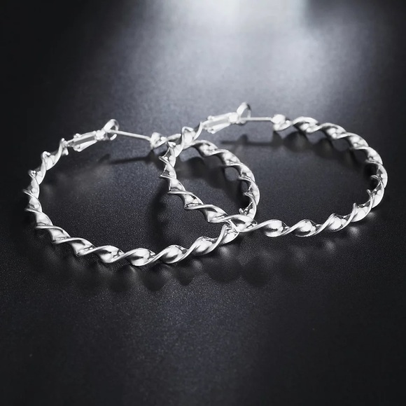 NewStyle 925 Sterling Silver Earrings Twisted Line - Picture 5 of 6